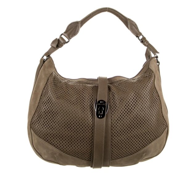 Gorgeous Burberry Suede Neutral Leather Hobo Minimalist
